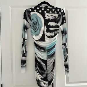 AFRM Black and White Bodycon Long Sleeve Dress - Small